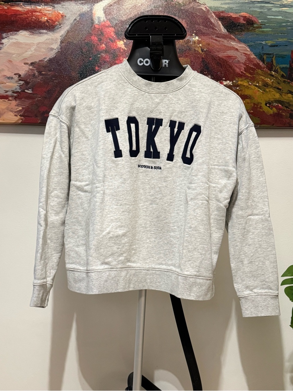 Scotch & Soda Light Gray Crewneck with Navy TOKYO Graphic